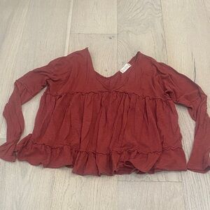 Altar'd State Burgundy Long Sleeve Blouse